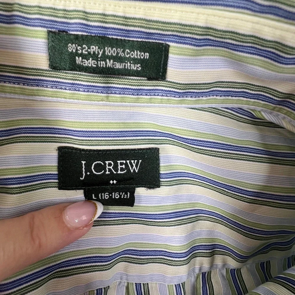 J Crew Mens Striped Button Down Long Sleeve Casual Dress Shirt‎ Size L